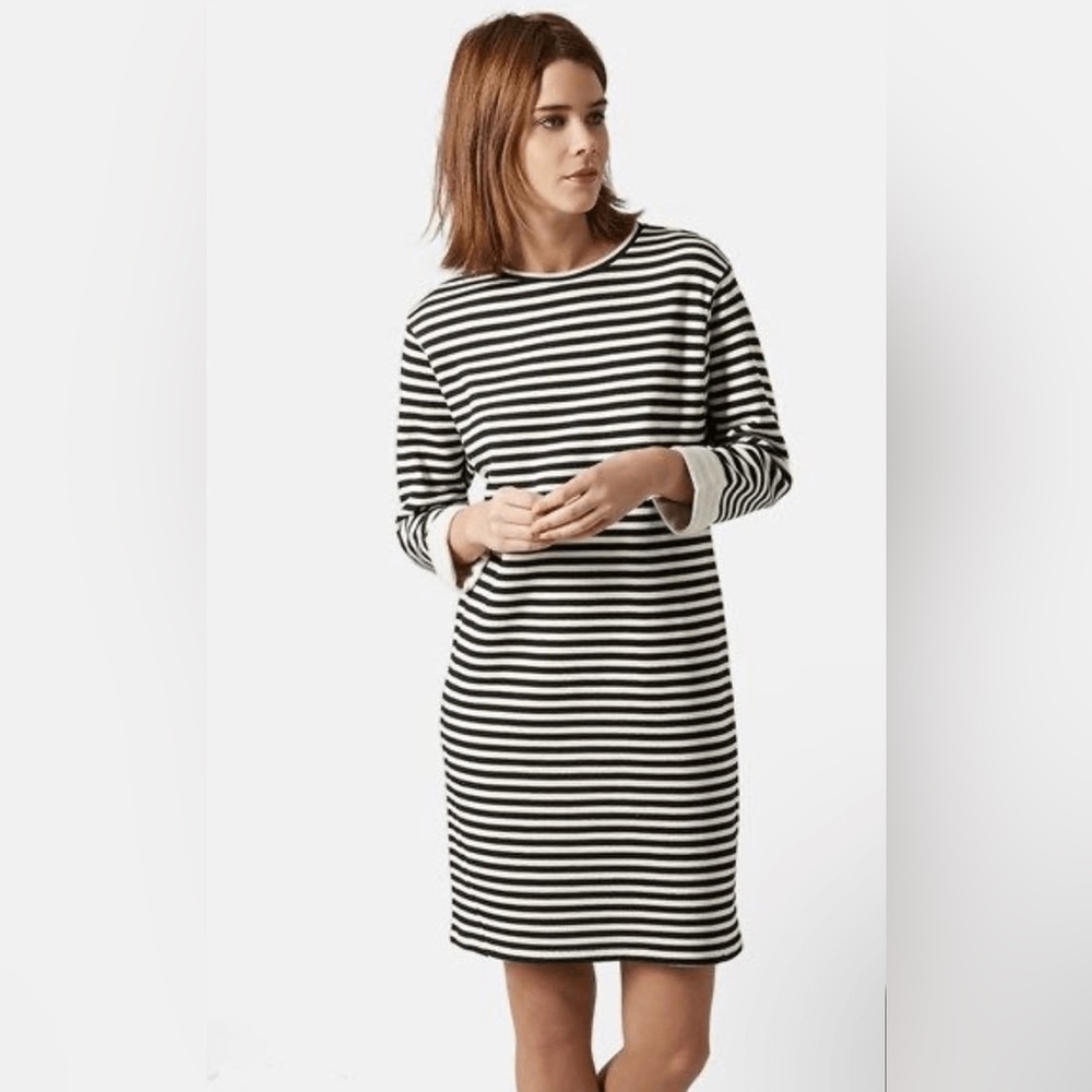 Topshop black white striped cotton dress size 6